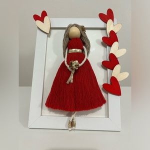 Handmade macrame doll frame